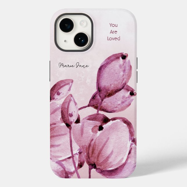 Pink Merlot Peonies Buds Personalised Case-Mate iPhone Case (Back)