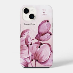 Pink Merlot Peonies Buds Personalised iPhone 14 Case