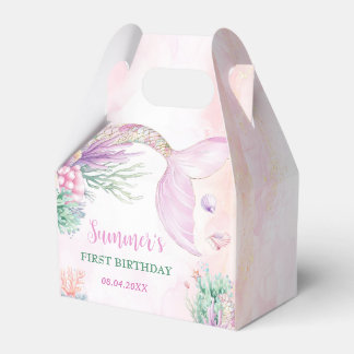 Pink Mermaid 1st Birthday Oneder the Sea Favour Box