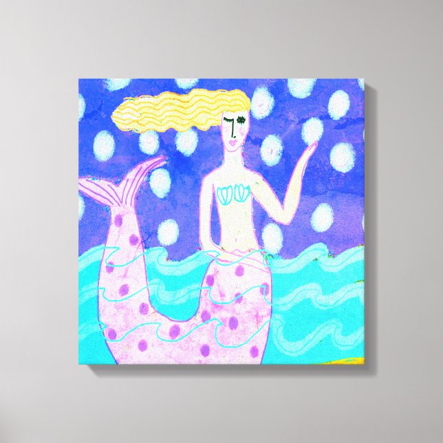 Pink Mermaid Abstract Digital Art Canvas Print (Front)