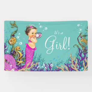 Pink Mermaid Baby Shower Banner