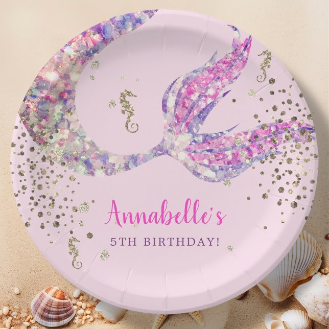 Pink Mermaid Birthday Paper Plates (Creator Uploaded)