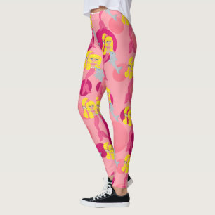 Pink Mermaid Brigit, Dolphin and polka dots  Leggings