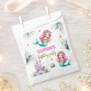 Pink Mermaid castle birthday Favour Bags
