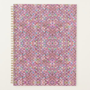 Pink Mermaid Fish Scales Holographic Elegant Glam Planner