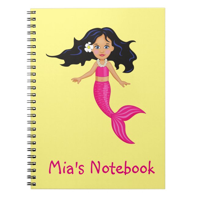 Pink Mermaid girl art Notebook (Front)