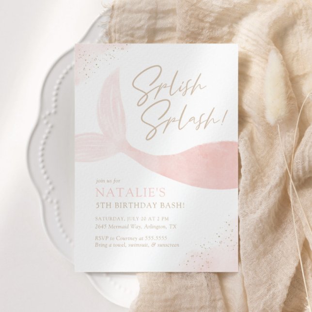 Pink Mermaid Girl Birthday Party Invitation (Creator Uploaded)