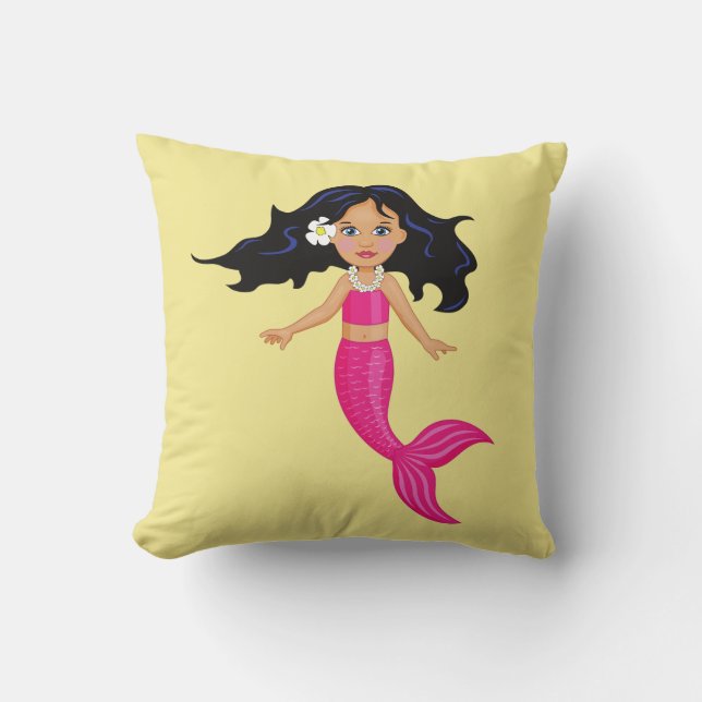 Pink mermaid mystical creature girl's room cushion (Front)