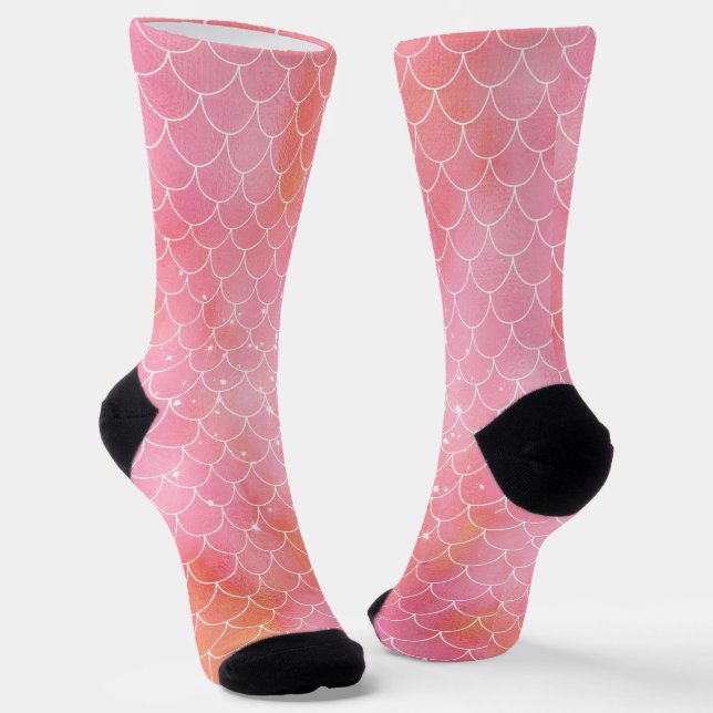 Pink Mermaid Pattern Socks (Angled)