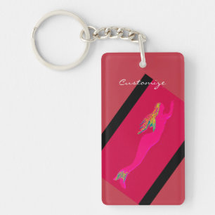 pink mermaid rising key ring