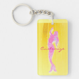 pink mermaid rising key ring