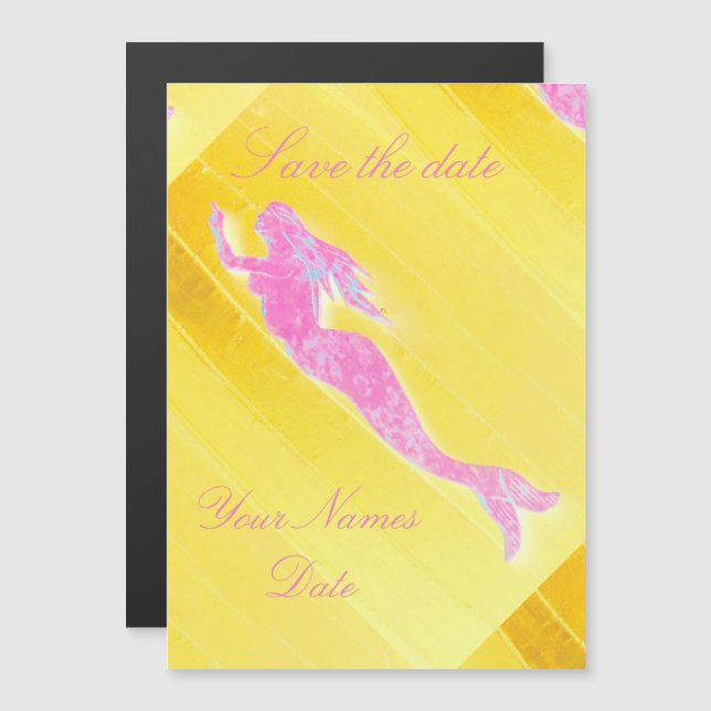 pink mermaid rising magnetic invitation (Front/Back)