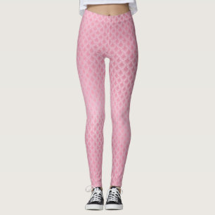 Pink Mermaid Scale Pattern Leggings