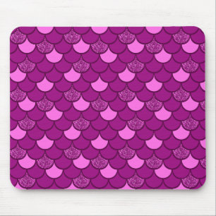 Pink mermaid scale with glitter effect mouse pad