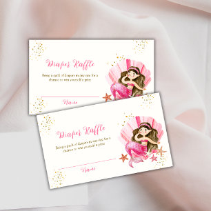 Pink Mermaid Starfish Diaper Raffle Baby Shower Enclosure Card