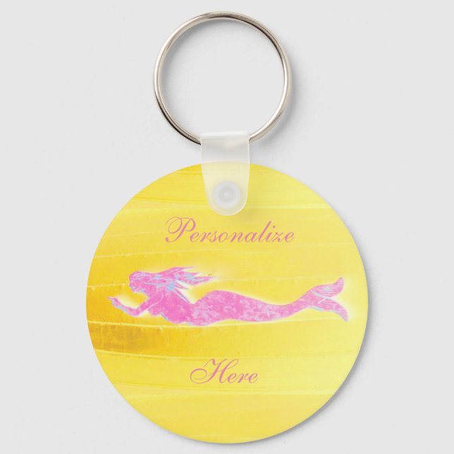 pink mermaid swimming underwater customised key ring (Front)