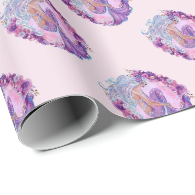 Pink mermaid unique  wrapping paper (Roll Corner)