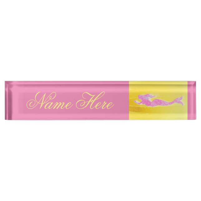 pink mermaid yellow nameplate (Front)