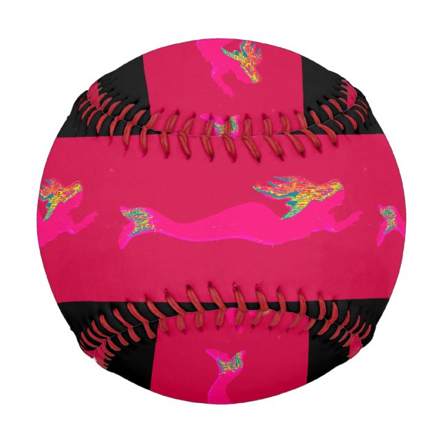 pink mermaids on red baseball (Back)