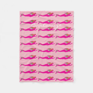 pink mermaids pattern Thunder_Cove Fleece Blanket