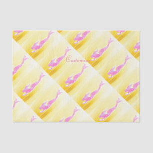 pink mermaids swimming yellow tissue paper