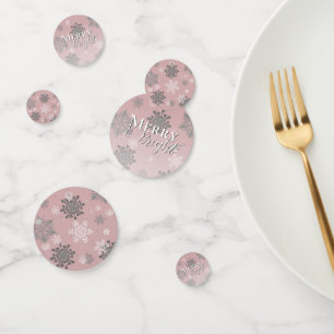 Pink Merry and Bright Snowflakes Christmas Confetti
