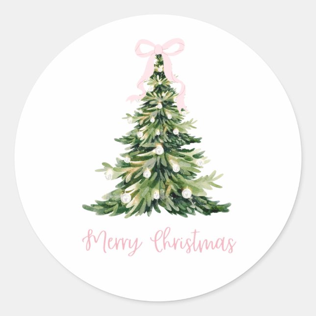 Pink Merry Christmas Gift Sticker (Front)