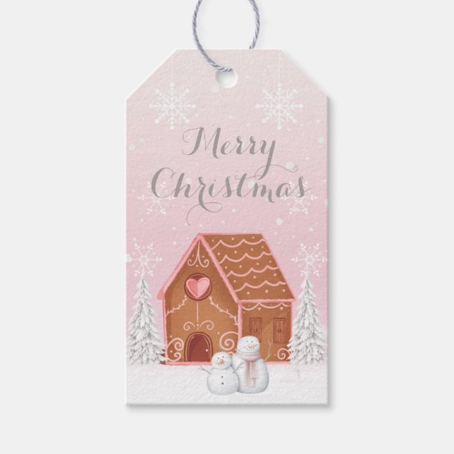 Pink Merry Christmas Gift Tags (Front)