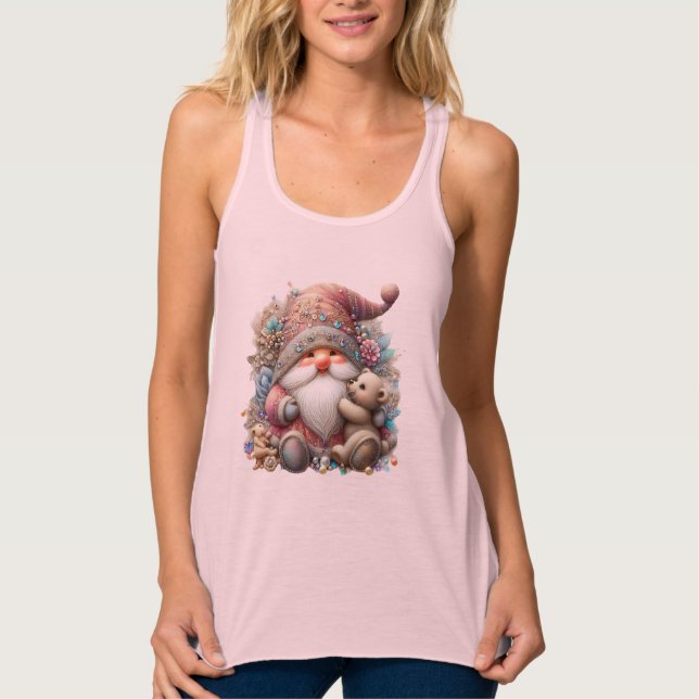 Pink Merry Christmas Gnomes  Singlet (Front)
