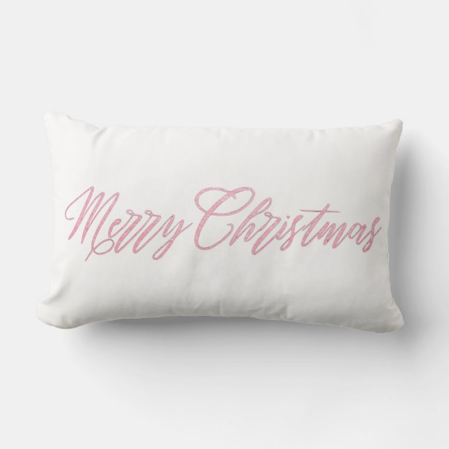 Pink Merry Christmas Lumbar Cushion (Front)
