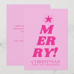 Pink Merry Christmas Non Photo Holiday Card
