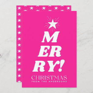 Pink Merry Christmas Non Photo Holiday Card