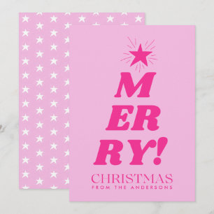 Pink Merry Christmas Non Photo Holiday Card