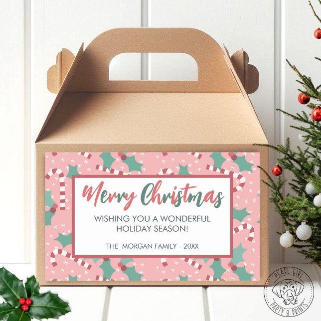Pink Merry Christmas Rectangular Sticker (Creator Uploaded)