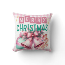 Pink Merry Christmas throw pillow