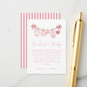 Pink Merry Little Baby Shower Books for Baby Girl Enclosure Card