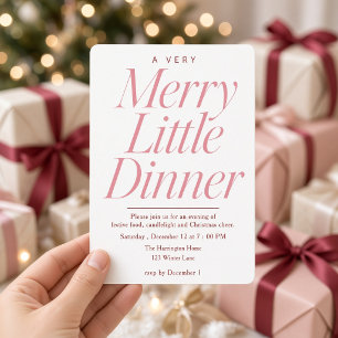 Pink Merry Little Christmas Dinner Party Invitation