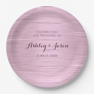 Pink Metal Wedding Paper Plate