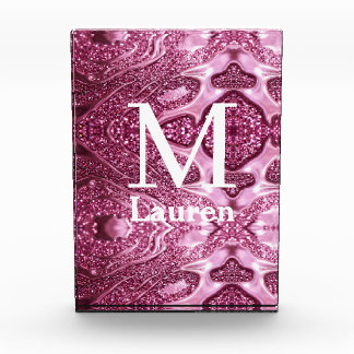 pink metallic abstract shiny monogram namegirly photo block