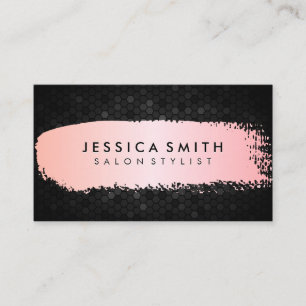 Pink Metallic Brushed Black Geometric Pattern Business Card