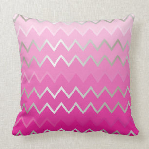 Pink Metallic Chevron Cushion