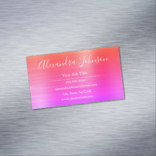 Pink Metallic Foil Modern and Elegant Magnetic Business Card