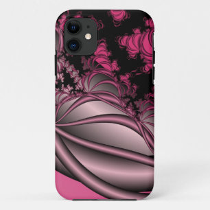 pink metallic fractal art iphone case
