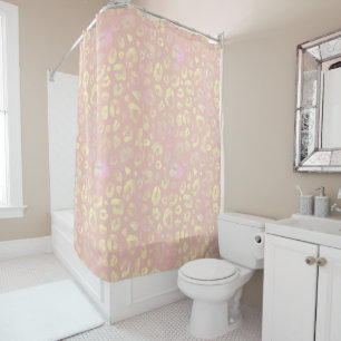 Pink Metallic leopard Pattern Shower Curtain