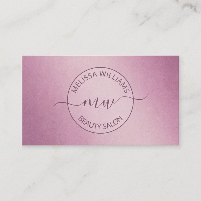 Pink Metallic Logo Business Card (Front)