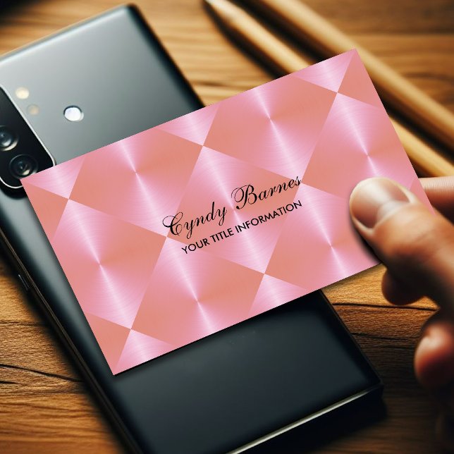 Pink Metallic Look Diamond Tiles Business Card (Creator Uploaded)