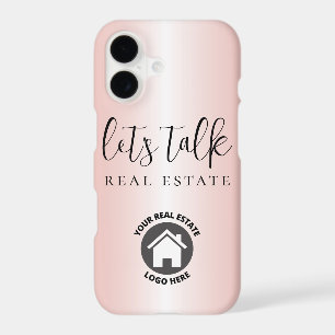 Pink Metallic Real Estate Business Add Logo