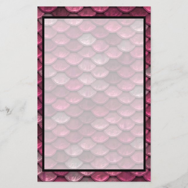 Pink Metallic Scales Texture Stationery (Front)