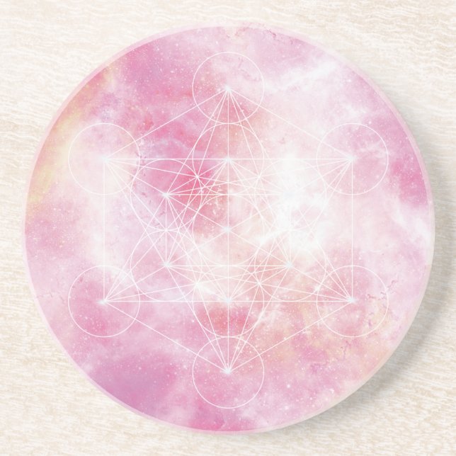 Pink Metatron’s Cube Sacred Geometry Coaster (Front)
