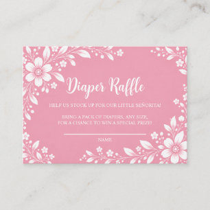 Pink Mexican Fiesta Girl Baby Shower Diaper Raffle Enclosure Card